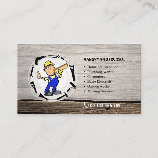 Carte de visite pour services d'homme à tout faire (Devant)