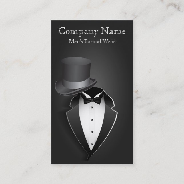 Carte de visite pour tenue de soirée pour hommes (Devant)