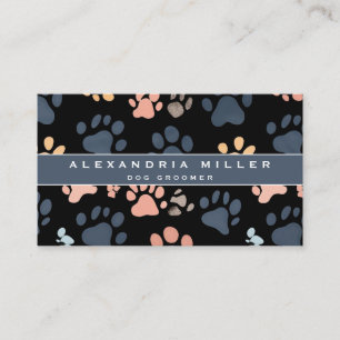 Carte de visite pour toiletteur d'animaux noir et 