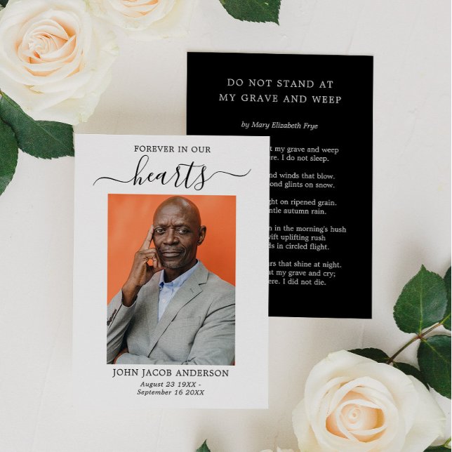 Carte De Visite Pour toujours dans nos coeurs Funeral Prayer Card (Créateur téléchargé)