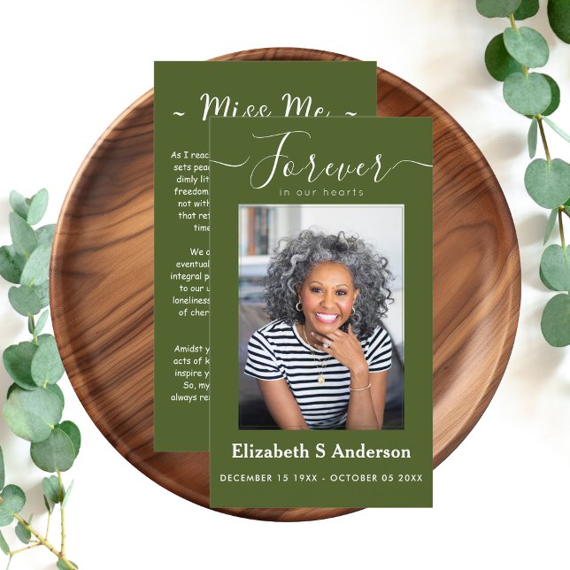 Carte De Visite Pour toujours dans nos coeurs Photo Prière funérai (Créateur téléchargé)