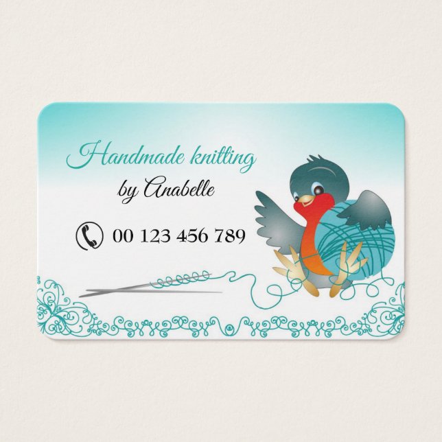 carte de visite pour tricoteurs et crocheteurs.  (Devant)