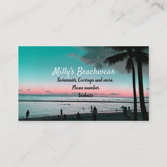 Carte de visite pour vêtements de plage Hawaï (Devant)