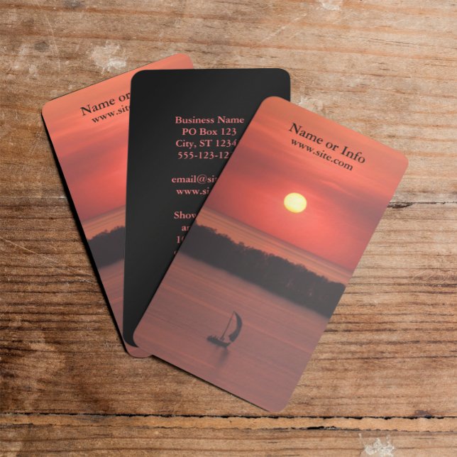 Carte de visite pour voilier (Sunset Sailboat Photo Business Card)