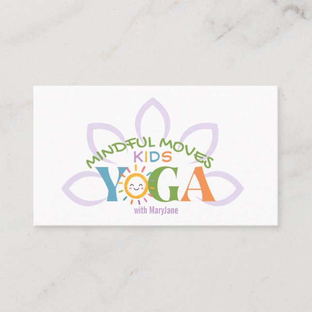 Carte de visite pour yoga enfants (Devant)