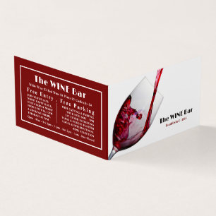 Carte De Visite Pourboire Du Vin Rouge, Bar À Vins/Vin, Détail