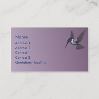 Carte de visite pourpre de coutume de colibri de