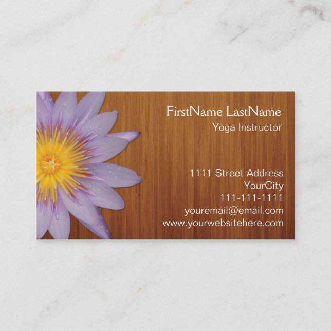 Carte de visite pourpre de fleur de studio de yoga (Devant)
