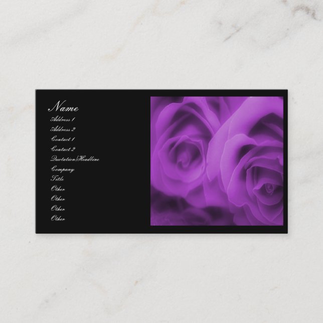 Carte de visite pourpre de roses (Devant)