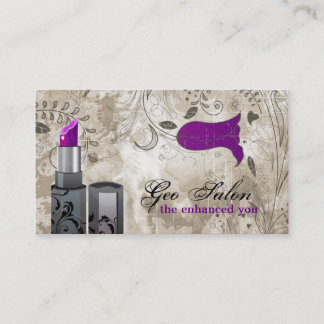 Carte de visite pourpre de salon de maquilleur de