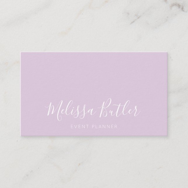 Carte De Visite Pourpre en pastel de calligraphie élégante (Devant)
