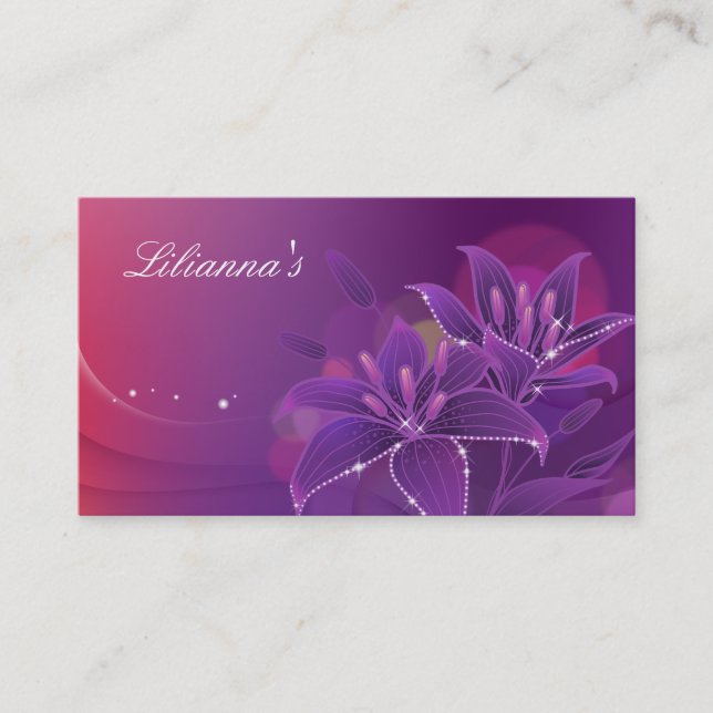 Carte De Visite Pourpre floral de vêtements de mode de lis (Devant)
