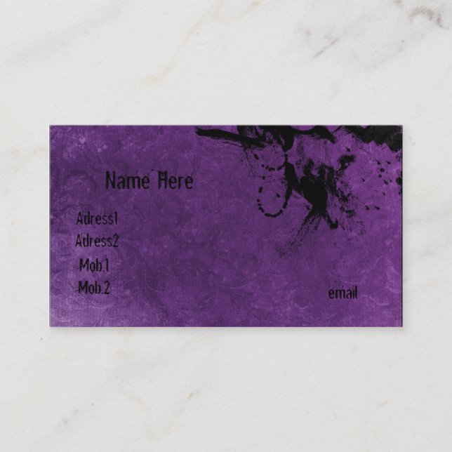 Carte de visite pourpre grunge (Devant)