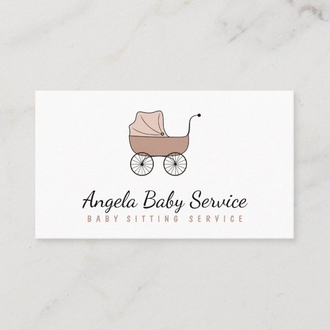 Carte De Visite Poussette Baby-sitter Garderie (Devant)