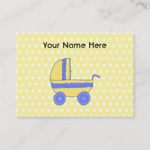 Carte De Visite Poussette de bébé jaune et bleu
