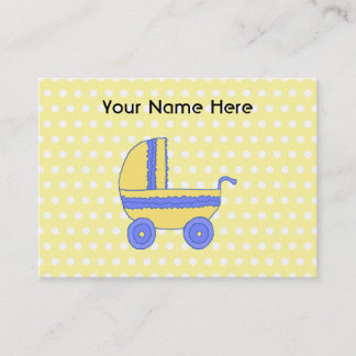 Carte De Visite Poussette de bébé jaune et bleu
