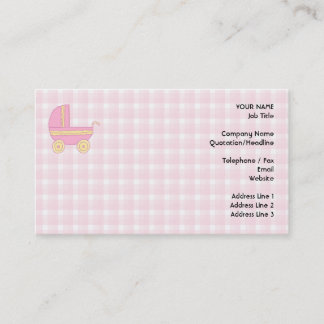 Carte De Visite Poussette de bébé. Rose et jaune sur le contrôle