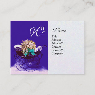 Carte De Visite Poussette vintage avec fleurs Baby shower, papier