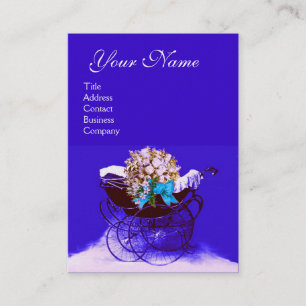 Carte De Visite Poussette vintage avec fleurs Baby shower, papier