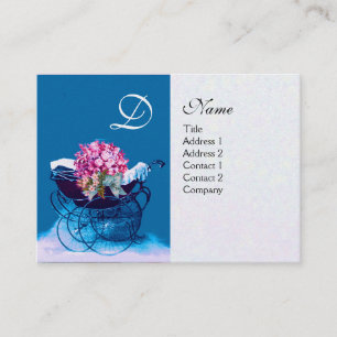 Carte De Visite Poussette vintage avec fleurs Baby shower, papier