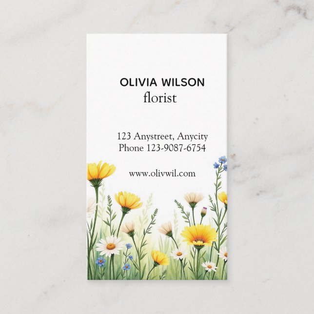 Carte De Visite Prairie de Fleurs Sauvages Délicates (Devant)