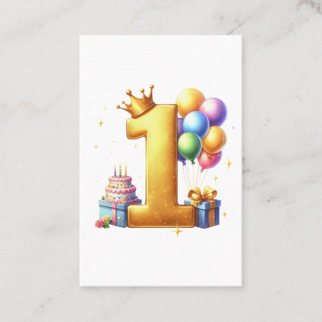 Carte De Visite Premier anniversaire doré (Devant)