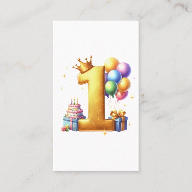 Carte De Visite Premier anniversaire doré (Devant)