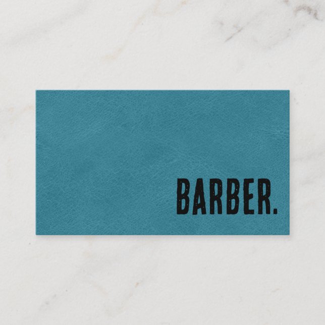Carte De Visite Premier Barber en Faux Cuir Noir (Devant)