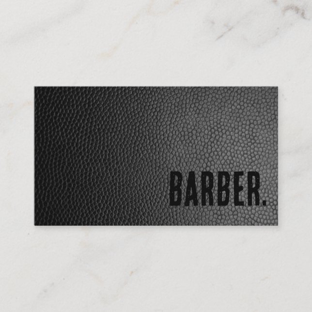 Carte De Visite Premier Barber en Faux Cuir Noir (Devant)