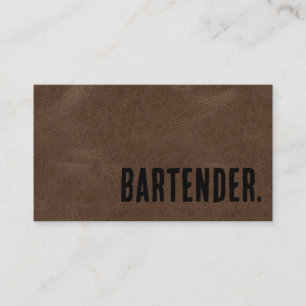 Carte De Visite Premier Barman en Faux Cuir Marron