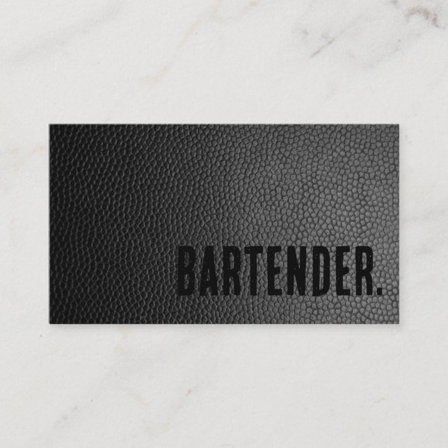 Carte De Visite Premier Barman en Faux Cuir Noir (Devant)