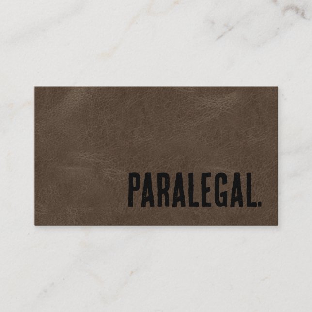 Carte De Visite Premier Marron Faux Cuir Paralégal (Devant)