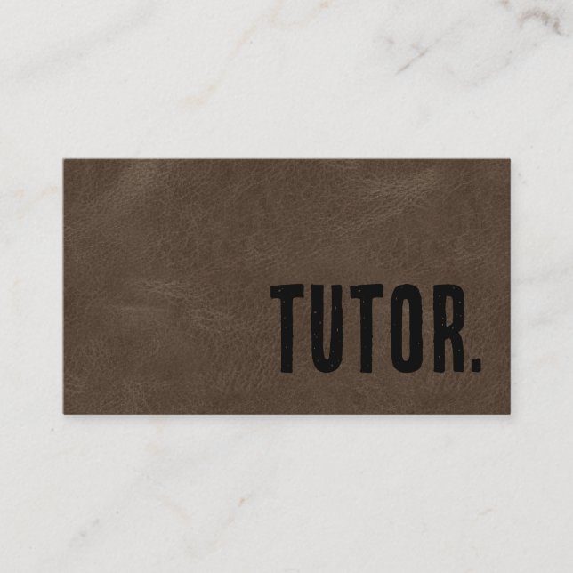 Carte De Visite Premier Marron Faux Cuir Tuteur (Devant)