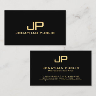 Carte De Visite Premier monogramme noir & or Luxe Linge Premium