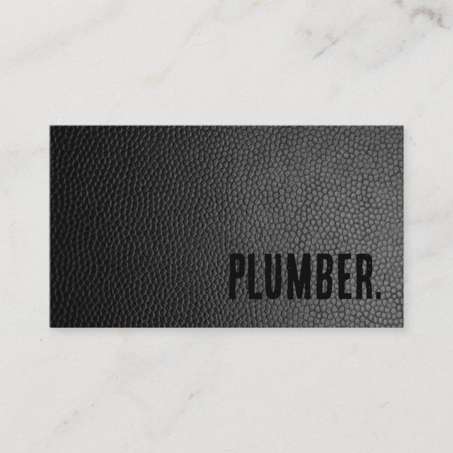 Carte De Visite Premier Plombier Cuir Faux Noir (Devant)