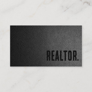 Carte De Visite Premier Realtor en Faux Cuir Noir