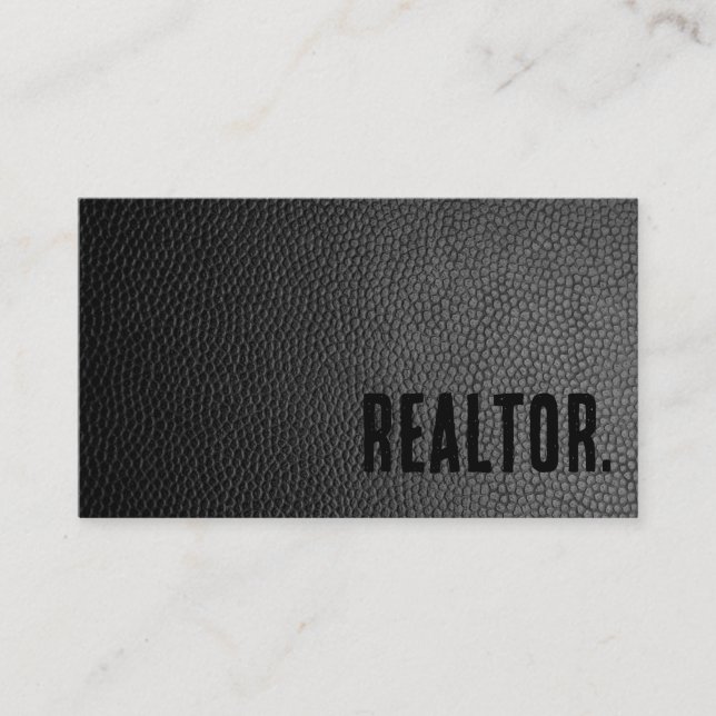 Carte De Visite Premier Realtor en Faux Cuir Noir (Devant)