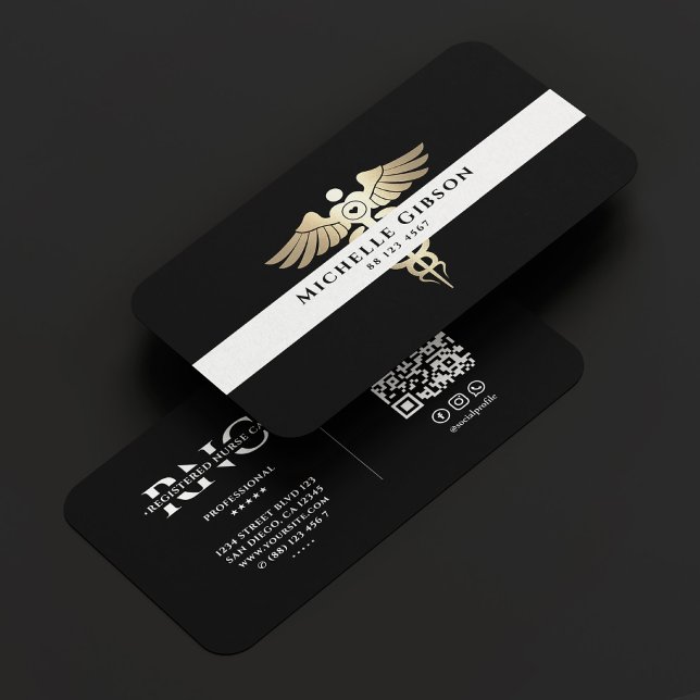 Carte De Visite Premier répondant Secourir infirmière Médicale EMS (First Responder Rescue Medical Nurse EMS Caduceus Business Card
)