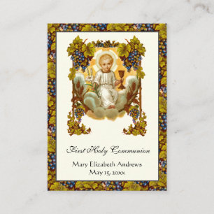 Carte De Visite Première communion souvenir calice Jésus