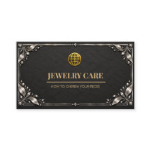 Premium Charcoal Black Silver Jewelry Care Card