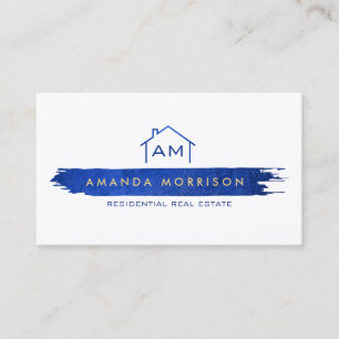 Carte De Visite Premium Creative Realtor Home Paint Swash Blue