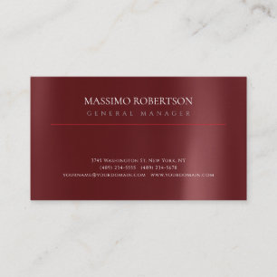 Carte De Visite Premium Épais Rouge Foncé Minimaliste Moderne Uni