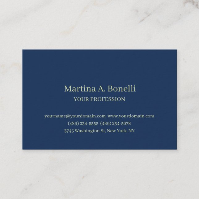 Carte De Visite Premium Épais Unique Élégant Simple Bleu Spécial (Devant)