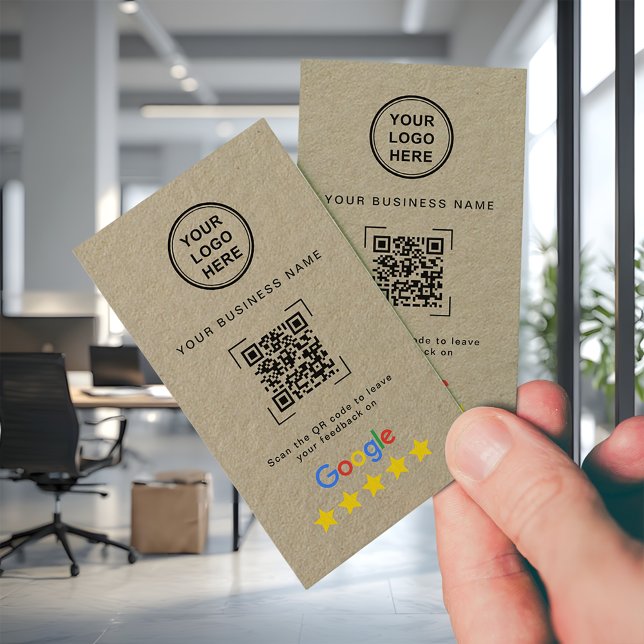 Carte De Visite Premium Kraft QR Code Google Review (Créateur téléchargé)