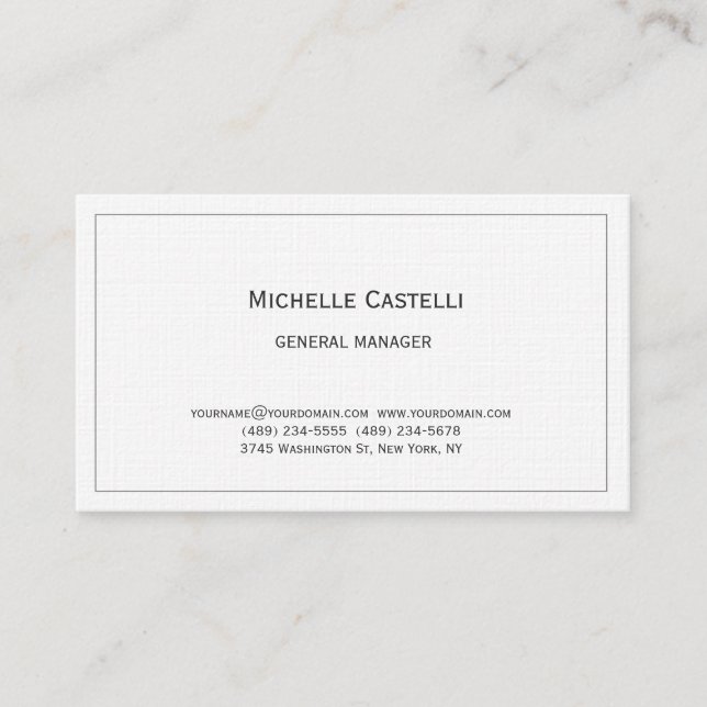 Carte De Visite Premium Linen Professionnel Unique Classique Simpl (Devant)