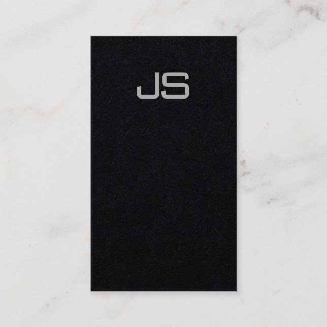 Carte De Visite Premium Noir moderne Excellent Monogramme vertical (Devant)
