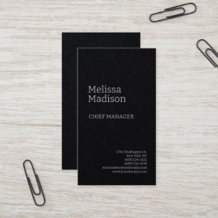 Carte De Visite Premium Noir moderne minimaliste Professional Chic