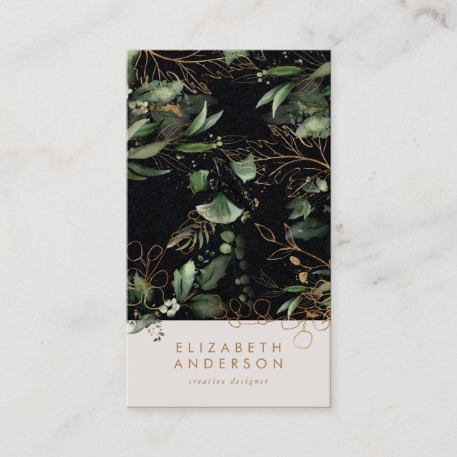 Carte De Visite Premium Noir Onyx Moderne Eucalyptus Entreprise (Devant)