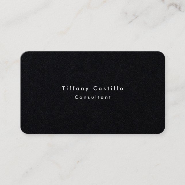 Carte De Visite Premium Noir Simple Plat Élégant Moderne (Devant)