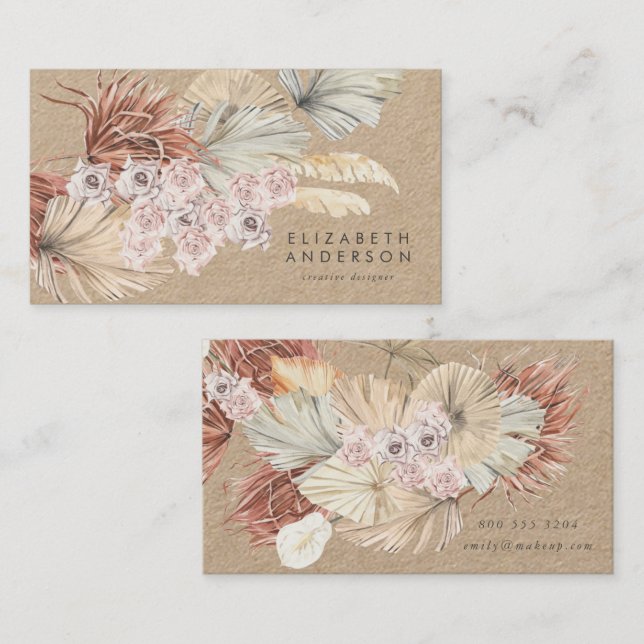 Carte De Visite Premium Pampas Original Kraft Modern Designer (Devant / Derrière)